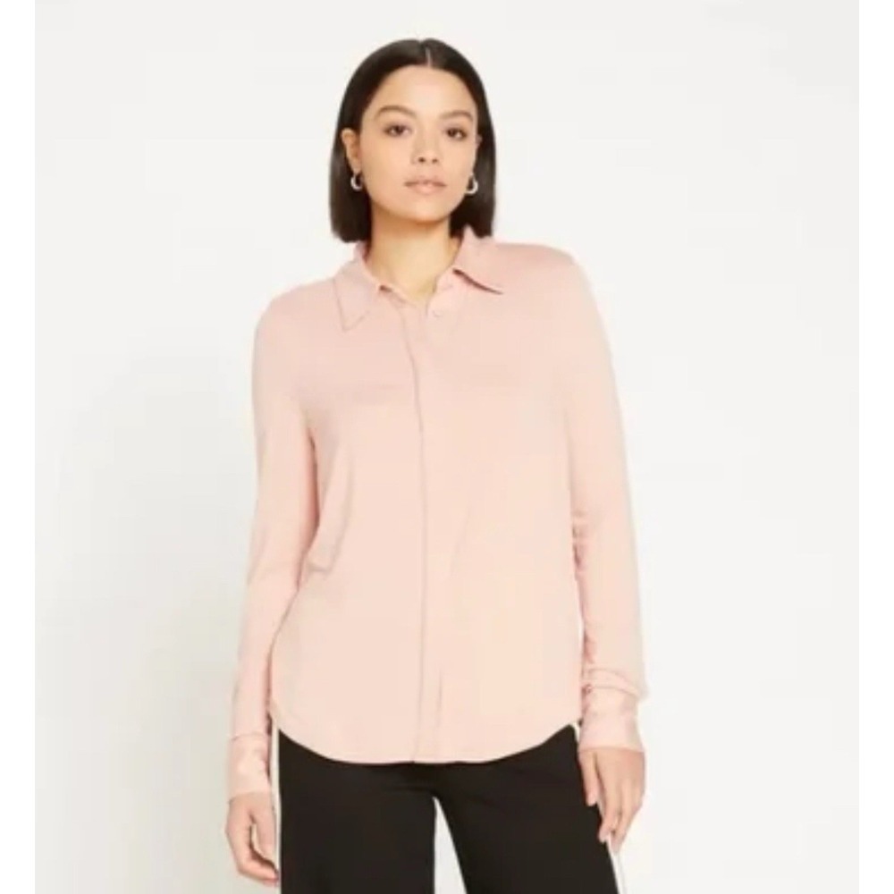 NWT Universal Standard Elbe Top Womens‎ 2XL Pink Liquid Jersey Button Down Shirt